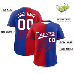 Red Royal Blue Tiger Claw Scratch Split Baseball Jersey 2