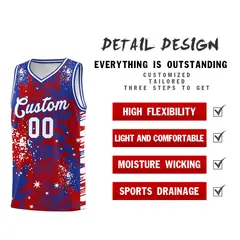 Red Royal Blue Vice Burst Graffiti Basketball Jersey 2