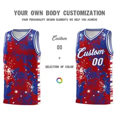 Red Royal Blue Vice Burst Graffiti Basketball Jersey 3