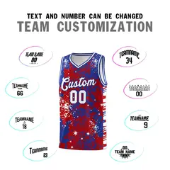 Red Royal Blue Vice Burst Graffiti Basketball Jersey 4