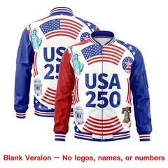 Red Royal Blue White American Flag Full Zip Independence Day Jacket 6