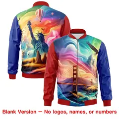Red Royal Blue White American Flag Full Zip Independence Day Jacket 6