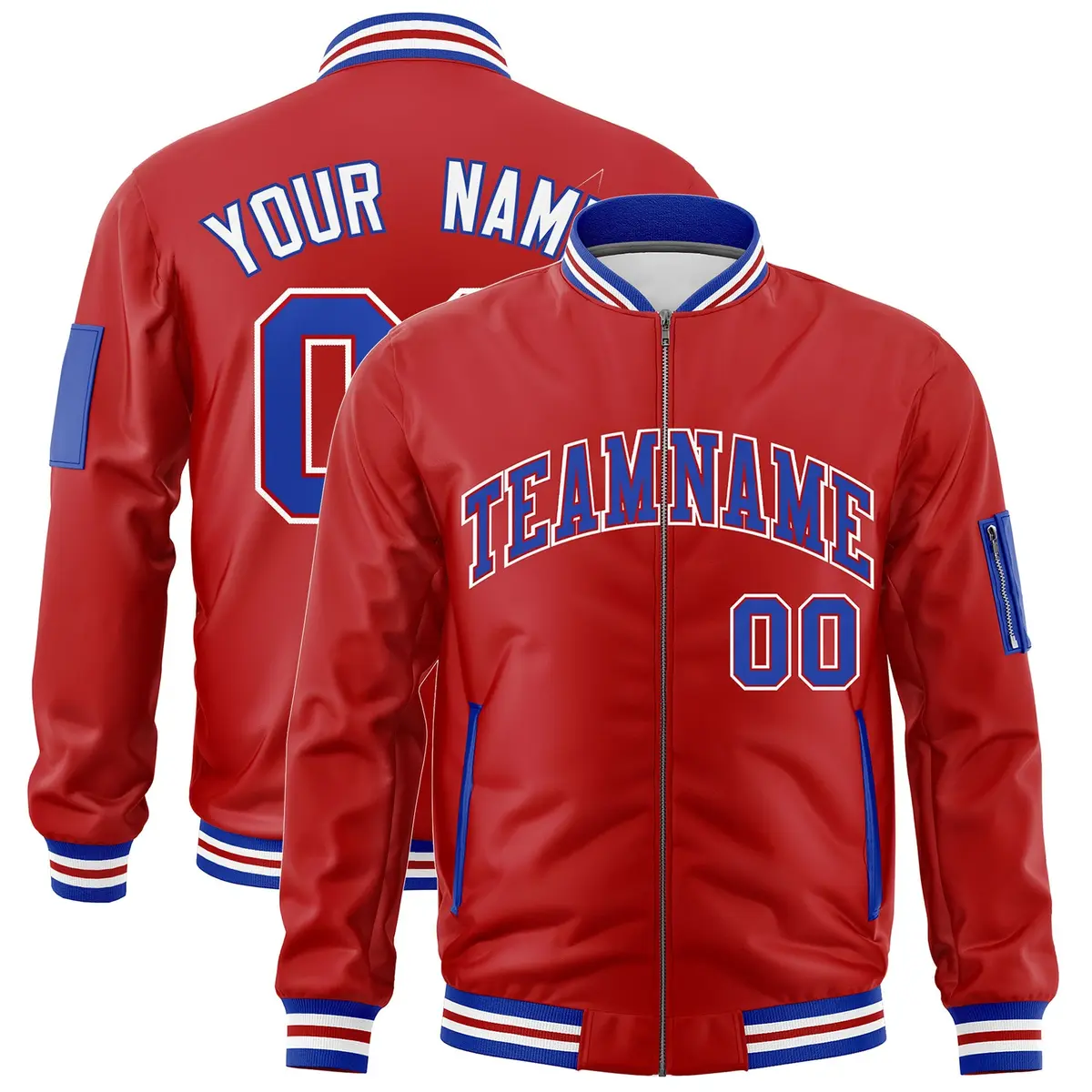 Red Royal Blue White American Flag Full Zip Independence Day Jacket