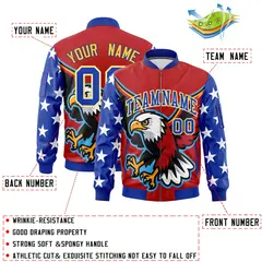 Red Royal Blue White American Flag Full Zip Independence Day Jacket 2