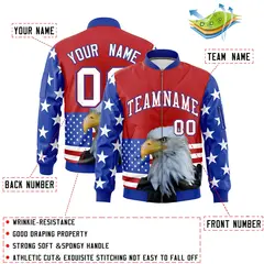 Red Royal Blue White American Flag Full Zip Independence Day Jacket 2