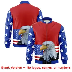 Red Royal Blue White American Flag Full Zip Independence Day Jacket 6