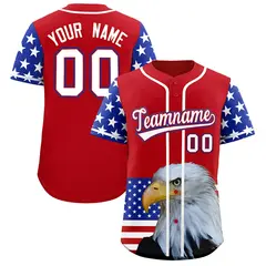 Red Royal Blue White American Flag Graffiti Split Independence Day Baseball Jersey