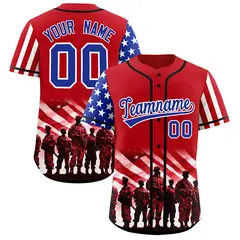 Red Royal Blue White American Flag Graffiti Split Independence Day Baseball Jersey