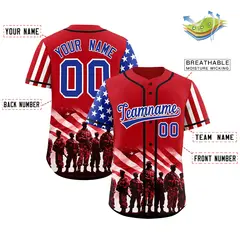 Red Royal Blue White American Flag Graffiti Split Independence Day Baseball Jersey 2