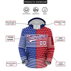 Red Royal Blue White American Flag Independence Day Waterproof Jacket 2