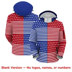 Red Royal Blue White American Flag Independence Day Waterproof Jacket 6