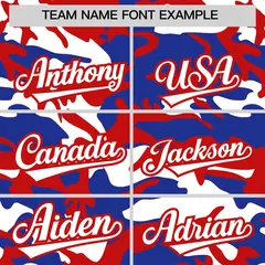 Red Royal Blue White Camo Gradient Fashion Baseball Jersey 3