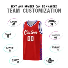 Red Royal Blue White Diamond Stripe Side Basketball Jersey 4