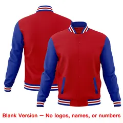Red Royal Blue White Raglan Sleeve Cotton Letterman Jacket 6