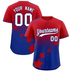 Red Royal Blue White Rising Stars Gradient Baseball Jersey 1