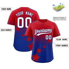 Red Royal Blue White Rising Stars Gradient Baseball Jersey 2