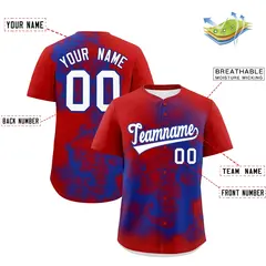 Red Royal Blue White Skeleton Graffiti Baseball Jersey 2