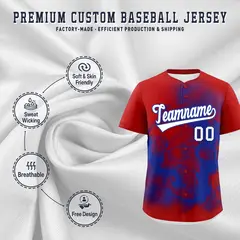 Red Royal Blue White Skeleton Graffiti Baseball Jersey 4