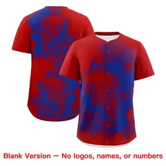 Red Royal Blue White Skeleton Graffiti Baseball Jersey 8