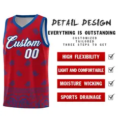 Red Royal Cashew Pattern Basketball Jersey 2
