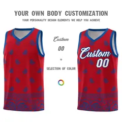 Red Royal Cashew Pattern Basketball Jersey 3