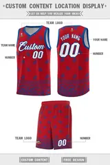 Red Royal Cashew Pattern Basketball Jersey 5