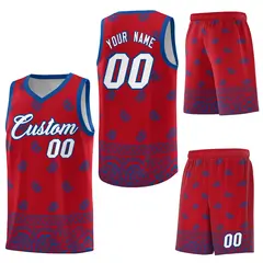 Red Royal Cashew Pattern Basketball Jersey 6
