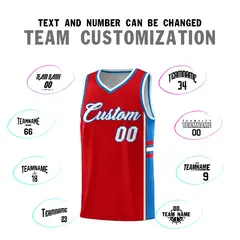 Red Royal Classic Color Block Varsity Basketball Jersey 4