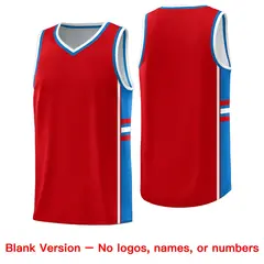 Red Royal Classic Color Block Varsity Basketball Jersey 6