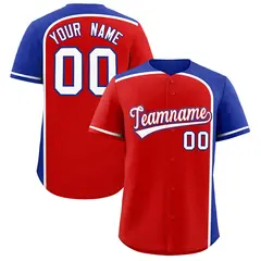 Red Royal Color Block Authentic Baseball Jersey