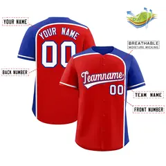 Red Royal Color Block Authentic Baseball Jersey 2