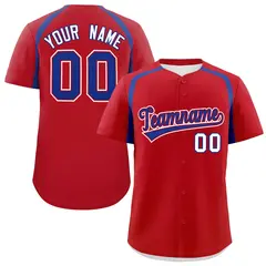 Red Royal Color Block Authentic Baseball Jersey 1