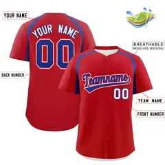 Red Royal Color Block Authentic Baseball Jersey 2