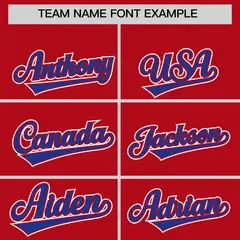 Red Royal Color Block Authentic Baseball Jersey 3