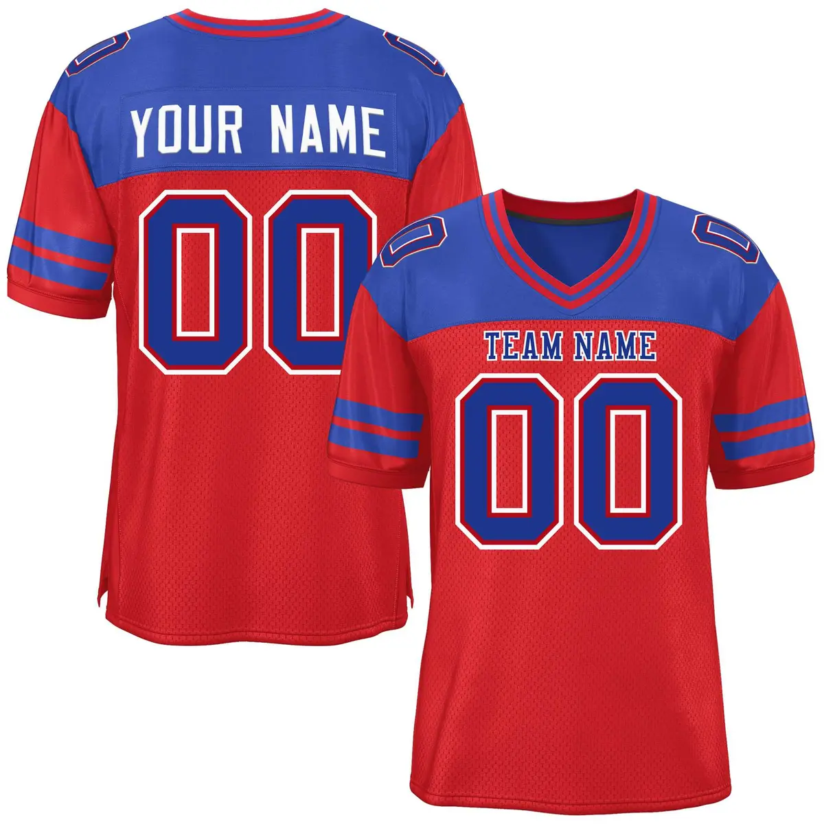 Red Royal Color Block Authentic Football Jersey