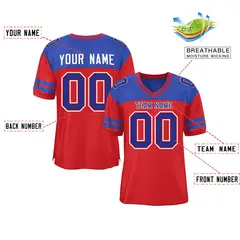 Red Royal Color Block Authentic Football Jersey 2