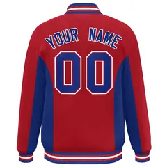 Red Royal Color Block Varsity Letterman Baseball Jacket 4