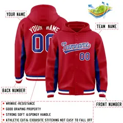 Red Royal Color Block Varsity Letterman Jacket Hoodie 4