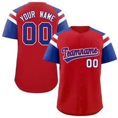 Red Royal Contrast Raglan Baseball Jersey 1