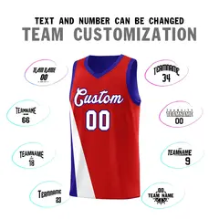 Red Royal Diagonal Two-Line Color Block Basketball Jersey 4