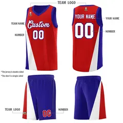 Red Royal Diagonal Two-Line Color Block Basketball Jersey 5