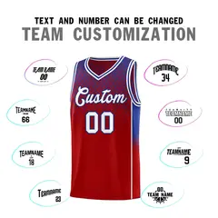 Red Royal Dot Pattern Reversible Gradient Basketball Jersey Kits 4
