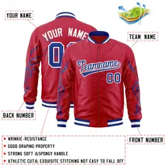 Red Royal Dragon Head Graffiti Letterman Bomber Jacket 2