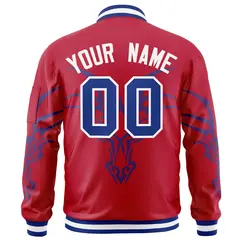 Red Royal Dragon Head Graffiti Letterman Bomber Jacket 4