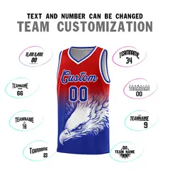Red Royal Eagle Graffiti Pattern Basketball Jersey 2