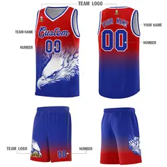 Red Royal Eagle Graffiti Pattern Basketball Jersey 3