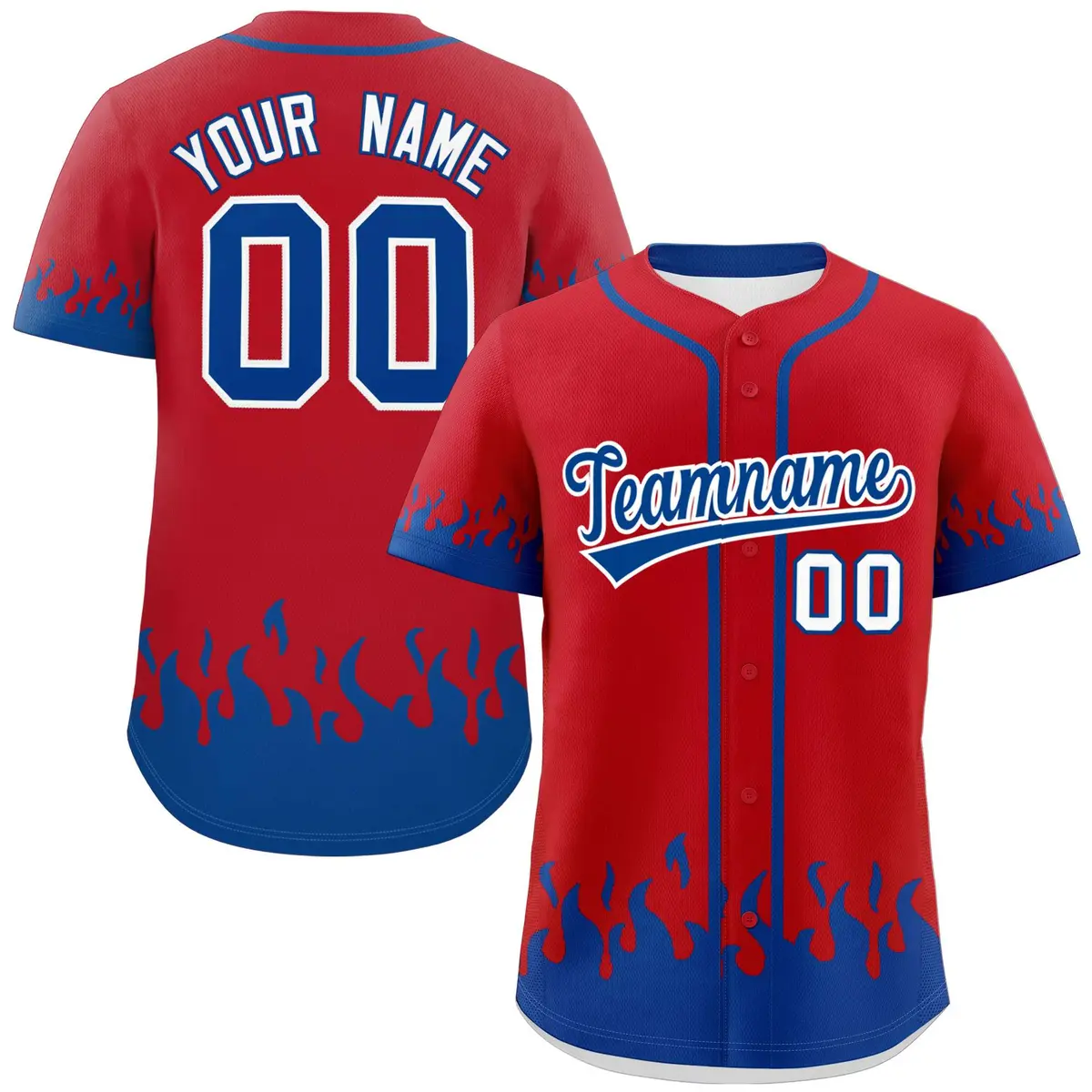 Red Royal Flame Graffiti Authentic Baseball Jersey