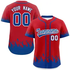 Red Royal Flame Graffiti Authentic Baseball Jersey