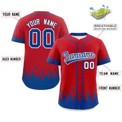 Red Royal Flame Graffiti Authentic Baseball Jersey 2