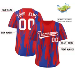 Red Royal Flame Pattern Authentic Pullover Baseball Jersey 2